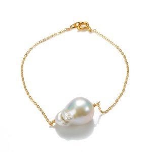 Single Baroque Pearl Gold Plated Chain Braclet